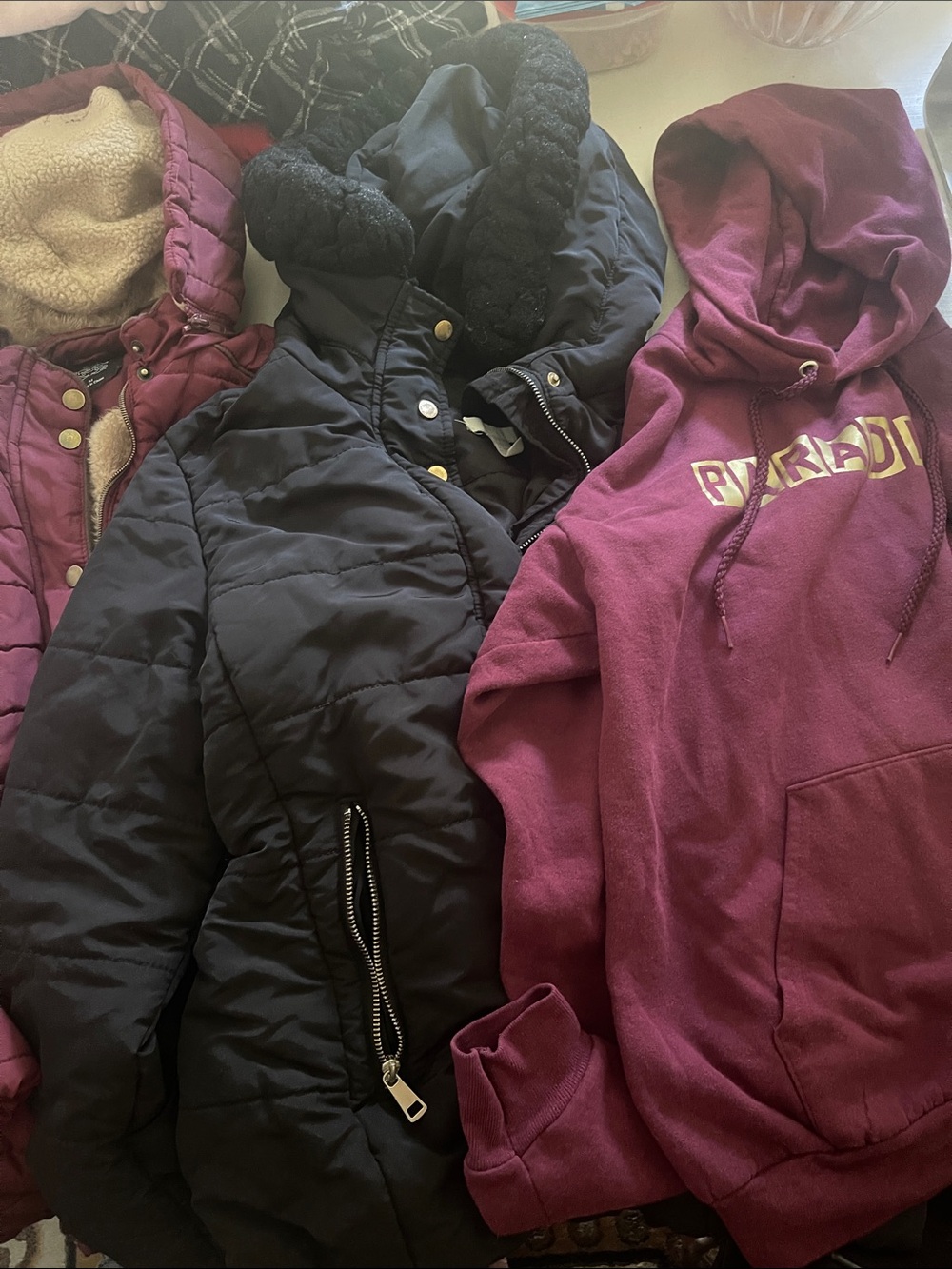 Hanes Black Quilted Hooded Puffer Jacket